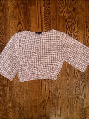 WinWin Pink and Cream Tweed Boxy Top